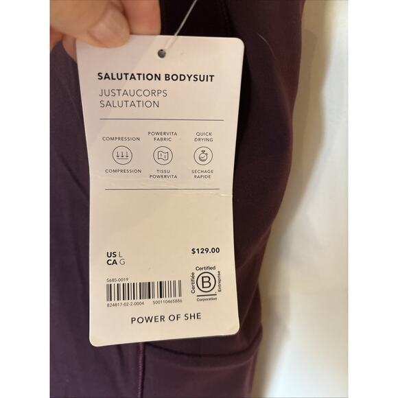 Athleta Salutation Bodysuit pant Spiced Cabernet NWT $129 Large pad bra pockets - Picture 5 of 16